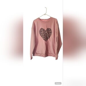 Pink Leopard Heart Sweatshirt